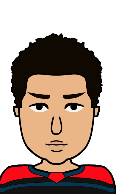 Asian guy with curly hair and stripped jersey