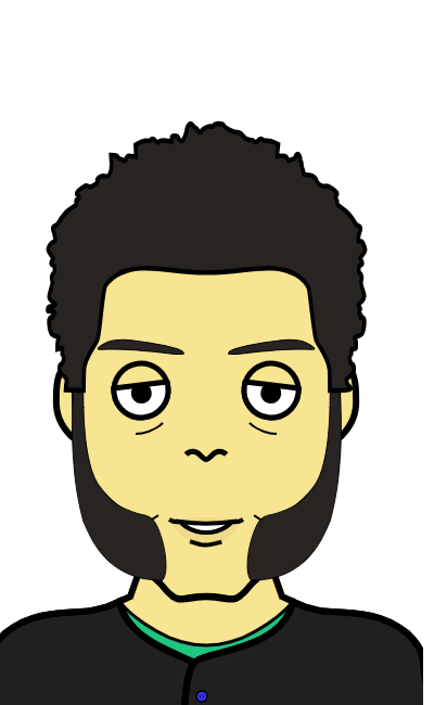 Bearded Asian guy in black jersey