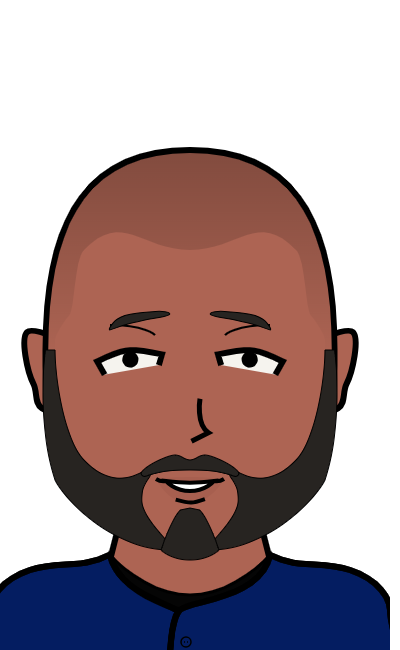 black guy with beards in navy blue cloth