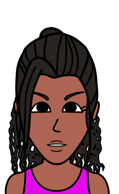 ebony girl with curly hair on puple sleeveless