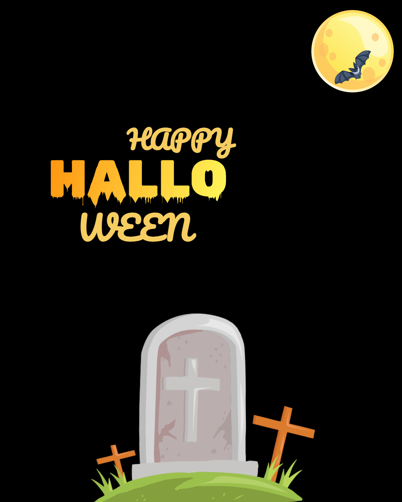 bat on the moon halloween card