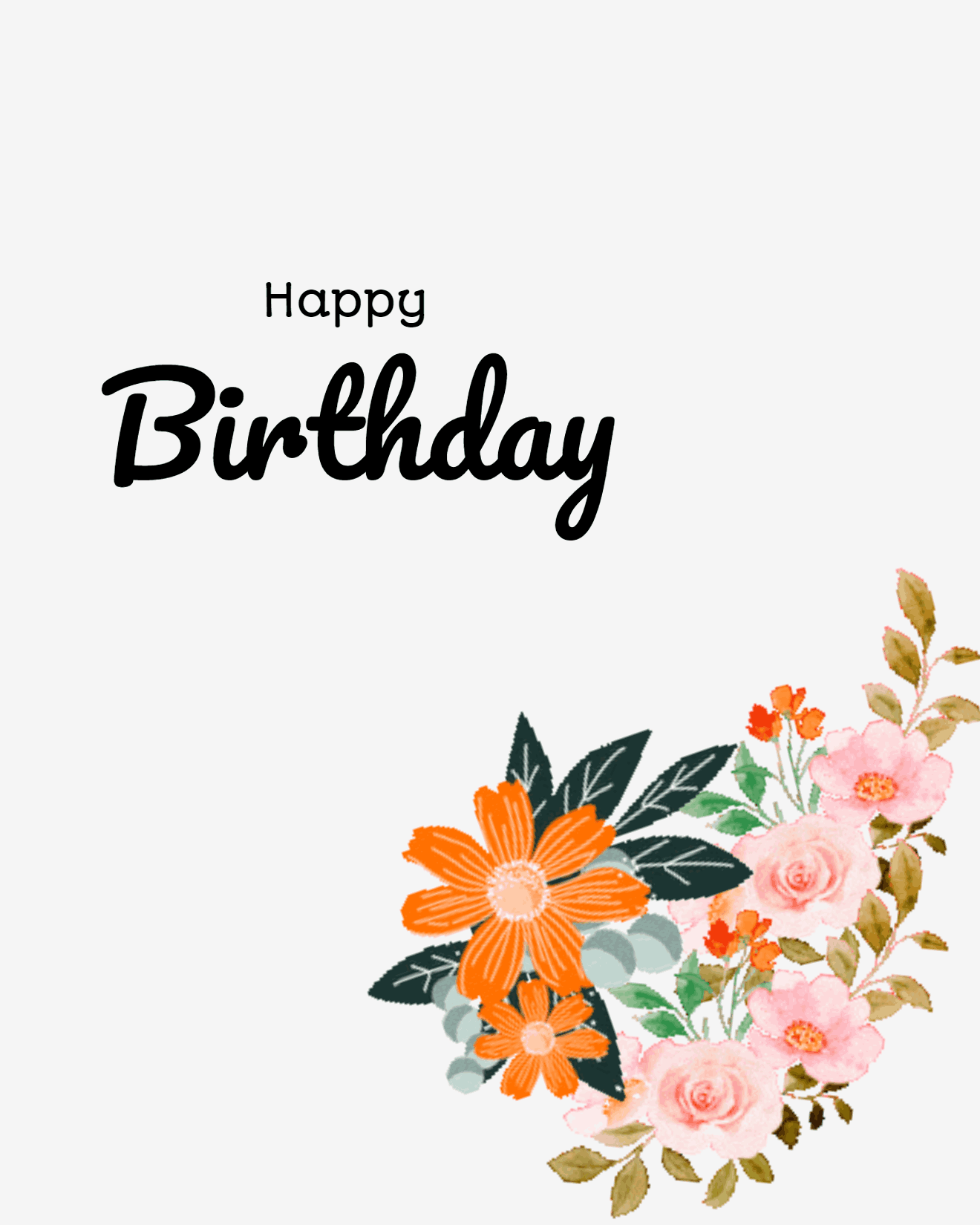 pretty botanicals birdthay card