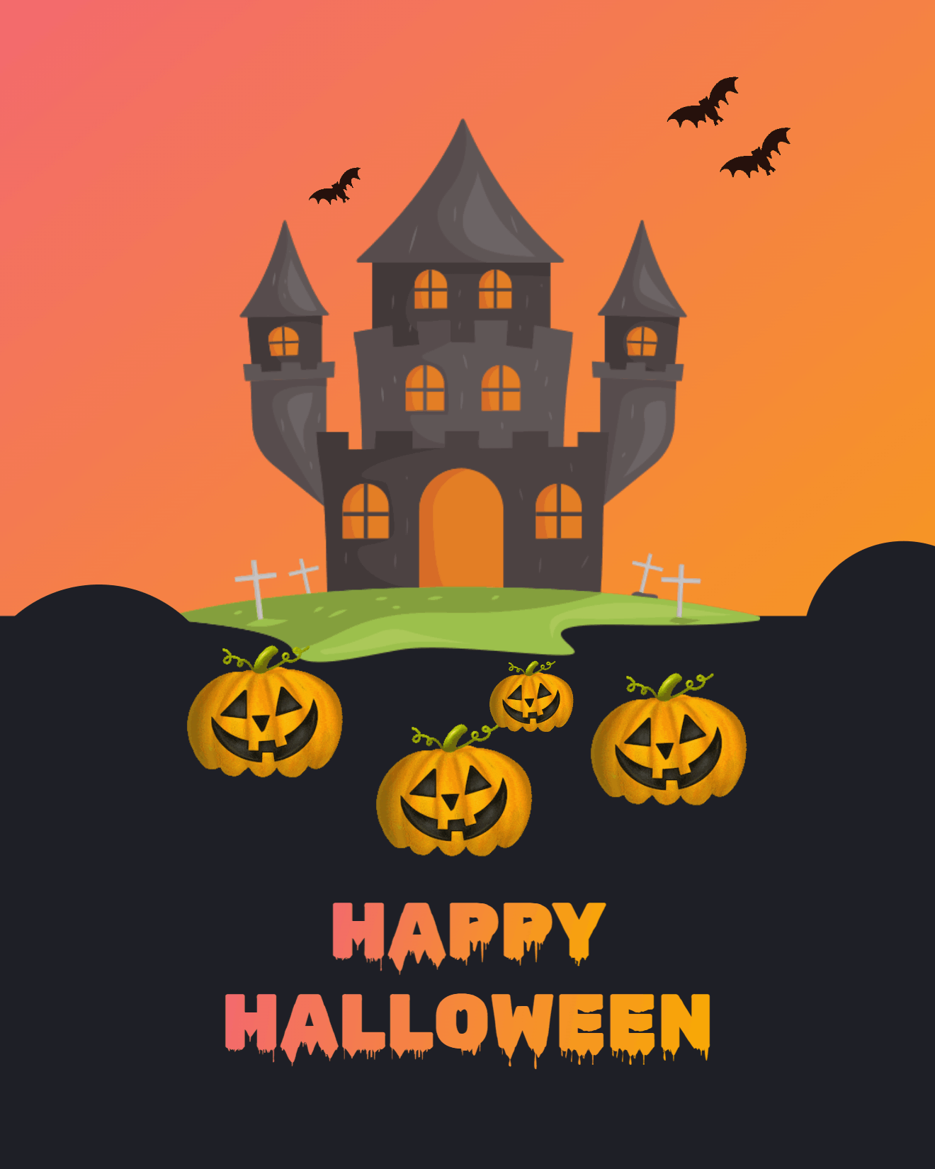 scary castle halloween card