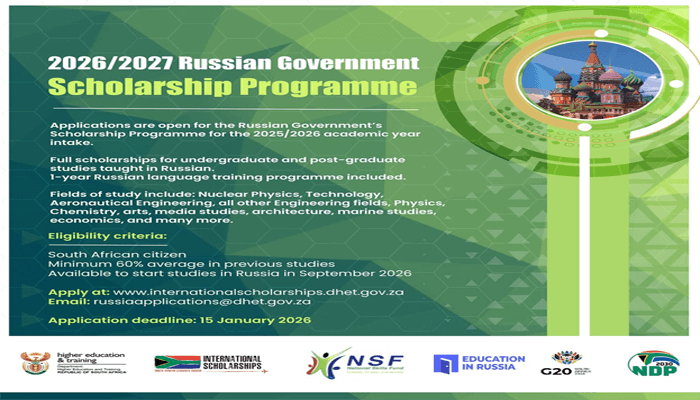 Russian Government Scholarship Programme For South Africans