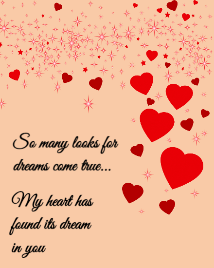 my heart has found its dream in you love card