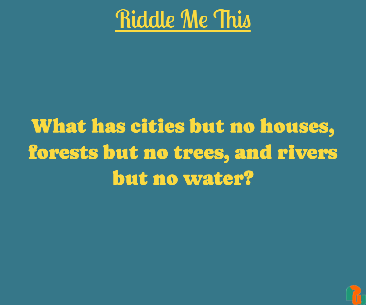 What has cities but no houses, forests but no trees, and rivers but no water?